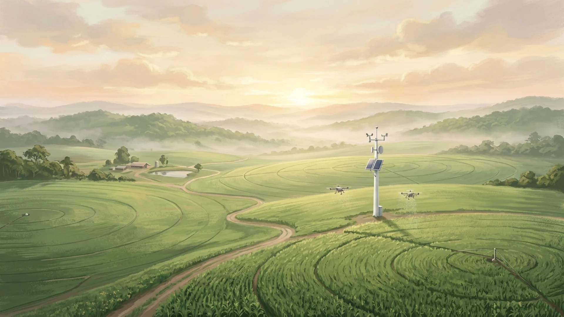 Fazenda ao amanhecer monitorada pela Zera